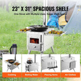 Wood Stove, 86 inch, Stainless Steel Camping Tent Stove, Portable Wood Burning Stove with Chimney Pipes & Gloves, 3000in³Firebox Hot Tent Stove for Outdoor Cooking and Heating with 8 Pipes
